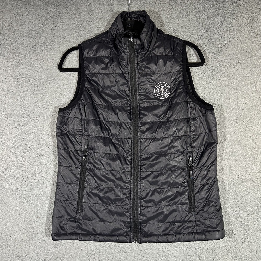 Gold's Gym Small Black Quilted Insulated Full Zip Athletic Vest #3431